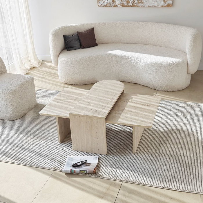 Hanah Home Juego de mesas de café Paris - Bronce, Travertino